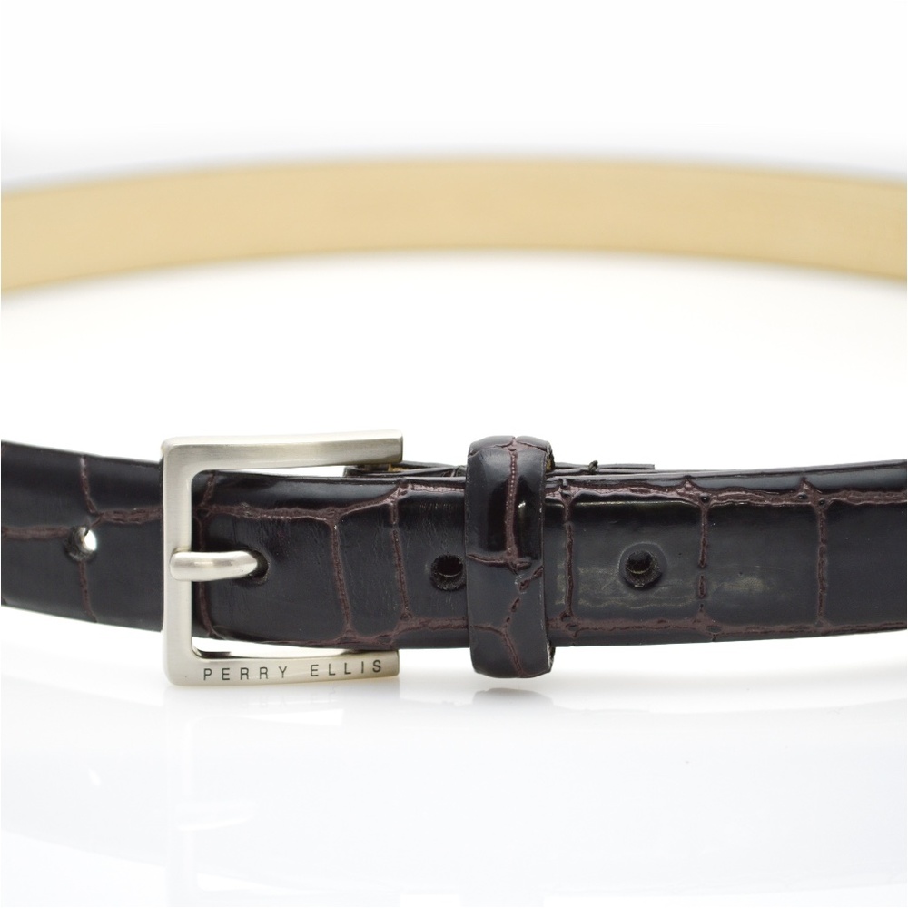 PERRY ELLIS Italian Croco Genuine Leather ⅞” Belt